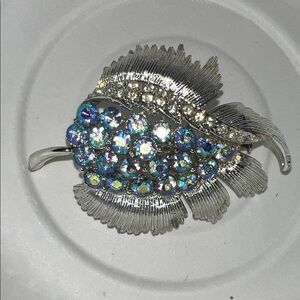 Dazzling Silver and Blue Crystal Brooch